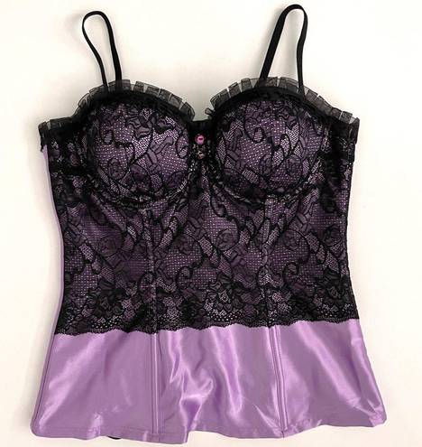 Frederick's of Hollywood Frederick’s of Hollywood Purple & Black Satin Lace Corset top Large