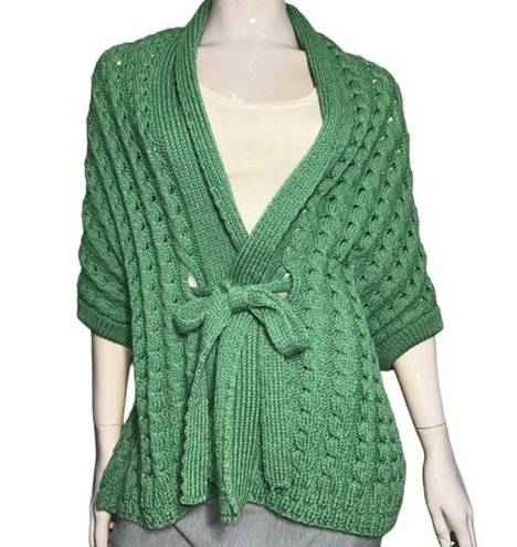 Blarney Woolen Mills One Size Green Chunky Merino Wool Wrap Sweater Poncho
