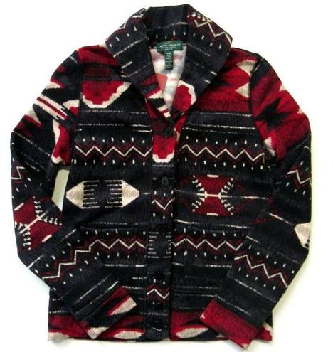 Krass&co NWT LRL Lauren Jeans  Ralph Lauren Southwest Shawl Fleece Cardigan Sweater PXS