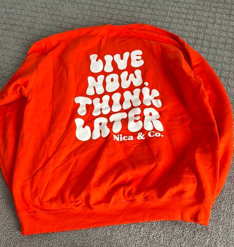 Krass&co Nica &  Orange Printed Text Crewneck