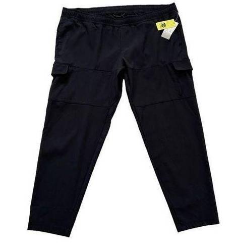 All In Motion  Pants Black Stretch Pull On Cargo Tapered Leg Active Size XXL