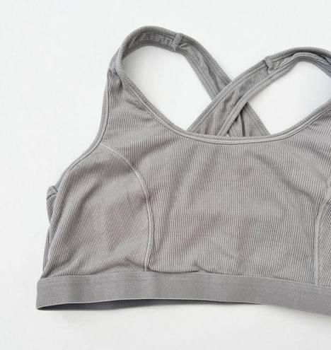 Krass&co [True & ] Gray Cross Back Scoop Neck Wireless Bralette Workout Size XL