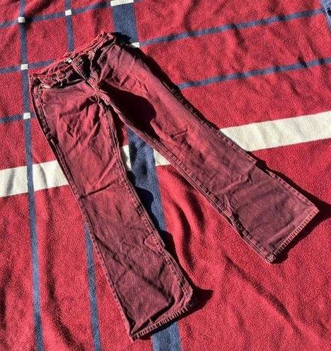 Rampage  distressed low waisted midnight red flare leg jeans
Women’s size 3