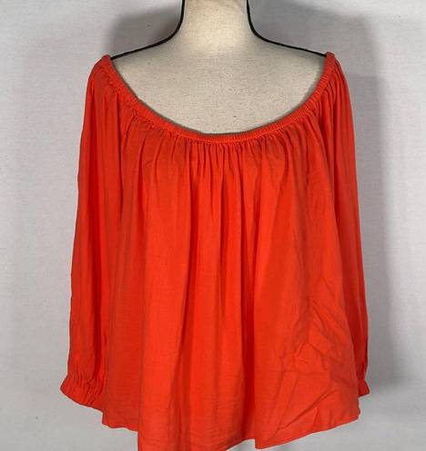 Treasure & Bond  Shirred Off the Shoulder Top Orange Women's Size Medium NWT