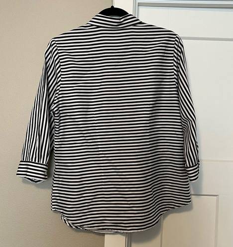 Coldwater Creek Black and White Striped Blouse