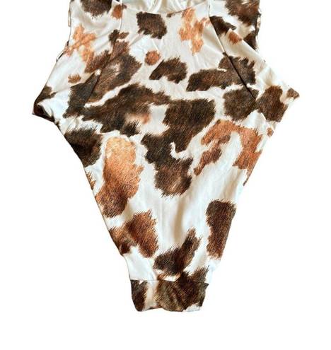 We Wore What  Danielle One Piece Cowhide Swimsuit Bathing Suit Size XS Women's