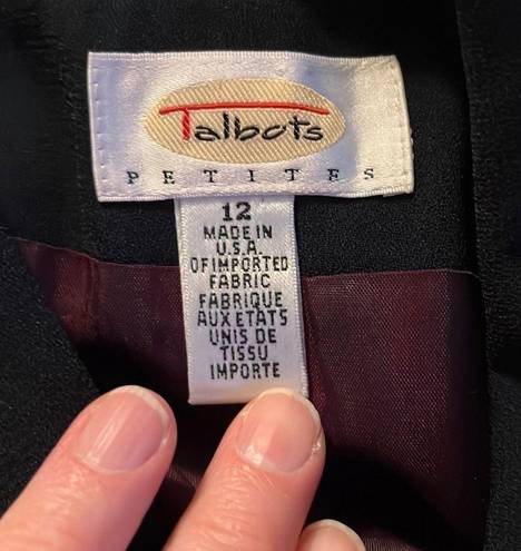 Talbots  size 12 petites navy blue with white trim button down dress