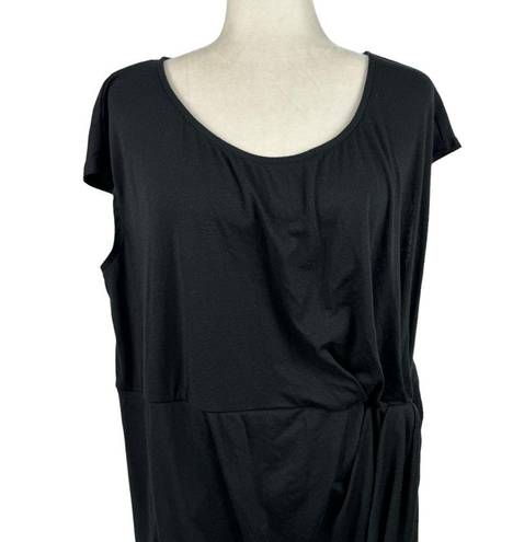 Torrid  Shirred Tulip Black Midi Dress Short Sleeve Knit Size 2 Workwear Job