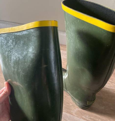 Marc Jacobs designer green and yellow trim tall rain boots 38 7