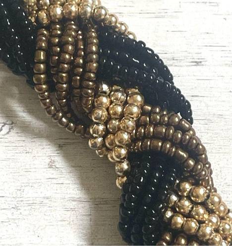 Twisted Black gold and brown beaded  necklace