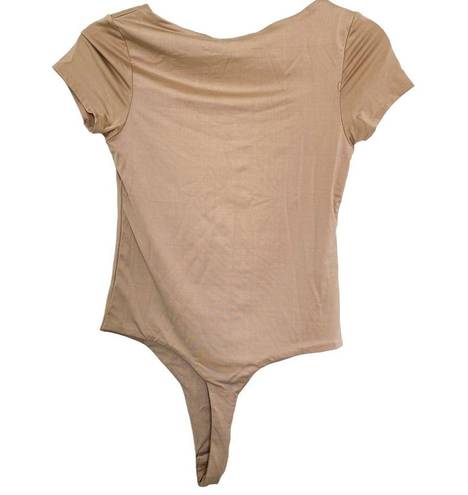 One Piece Shop Stevie Tan Soft Short Sleeve Fitted Bodysuit  Medium