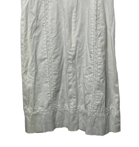 Loft  White Lace Trim Sheath Below the Knee Spring & Summer Cotton Dress Sz 2