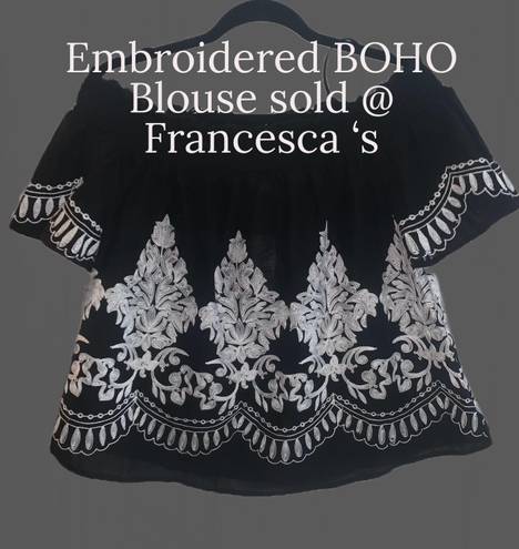 Blue Rain Embroidered Black & white Blouse