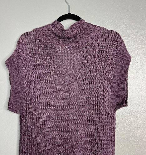Coldwater Creek  Linen Rayon Open Short Sleeve Knit Cardigan Purple S
