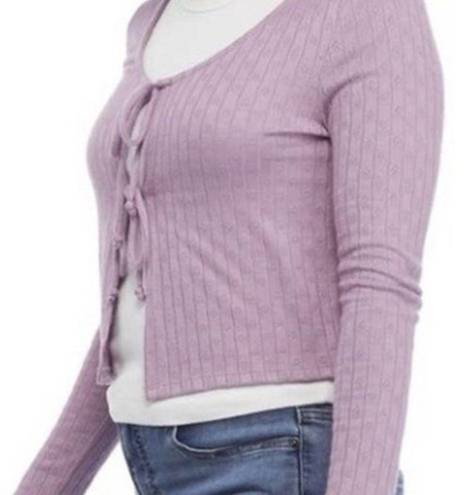 Self Esteem  lavender cardigan dual front ties long sleeve size L NWT!