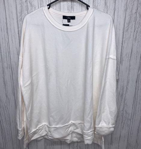 Lulus Womens Size M  Choosing Chill Fleece Sweatshirt White NWT