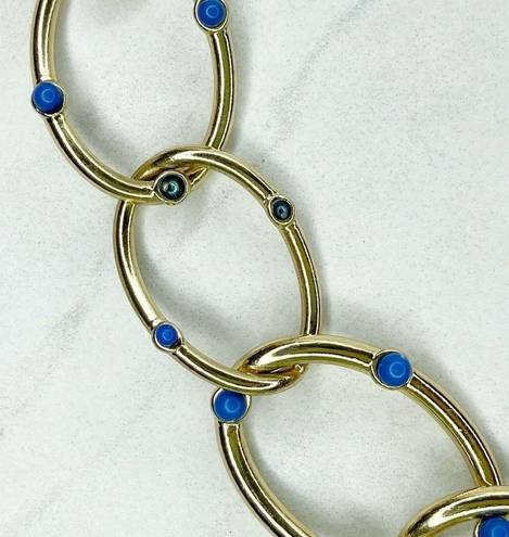 Coldwater Creek  Gold Tone Blue Studded Chain Link Necklace