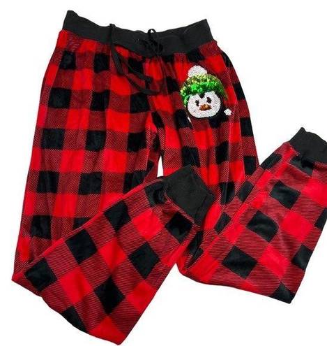 Wish Third  womens Medium Lounge Pants jogger Pajama buffalo plaid winter sequins