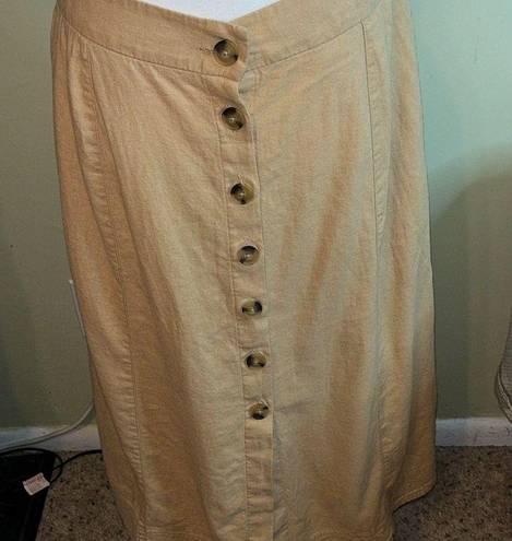 Universal Threads  wheatfield tan button front A-Line linen blend midi skirt