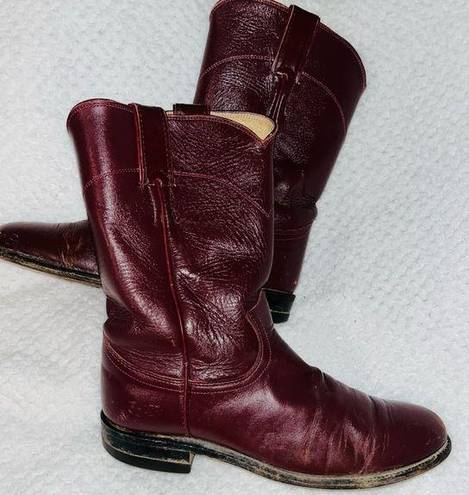 Justin Boots Vintage  Dark Red Leather sz 7.5