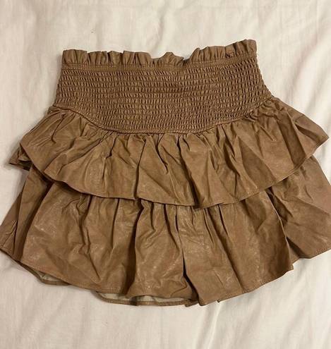 Mustard Seed Women’s Faux Leather Ruffle Skirt 