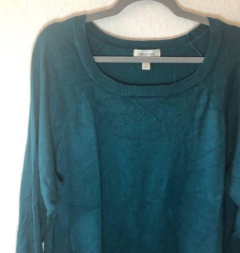 Dress Barn  Sweater Teal Scoop Neck Knit Sz 2X GUC Plus Size Casual Long Sleeve