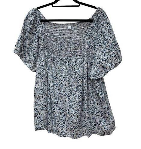 Old Navy  Ditzy Floral Blouse Women's XXL Square Neck Cap Sleeves Boxy Fit