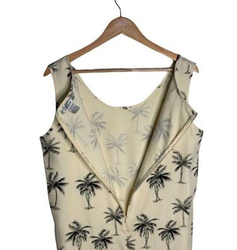 The Moon Vintage Pineapple Dress Palm Trees Cream Black Silk  Size Large EUC