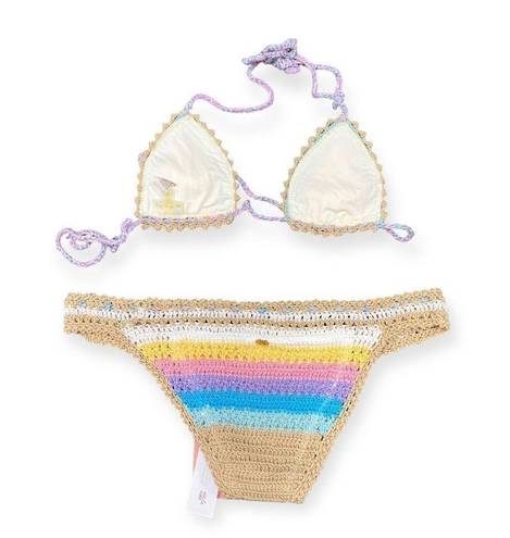 PilyQ  Crochet Romance Bikini (Top S Bottol M) NEW NWT
