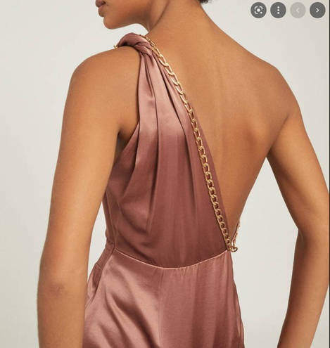 Reiss NWT  Brown Adaline One-shoulder Satin Midi