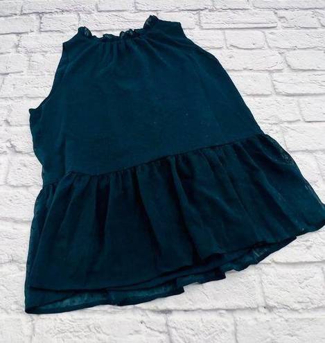 Loft  Sleeveless Peplum Top Women's‎ Small Teal Green Ruffle High Neck