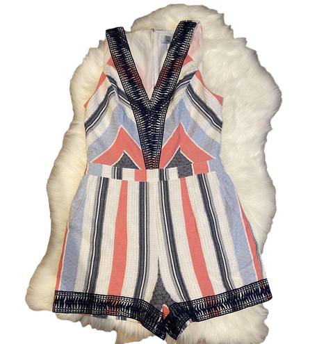 Adelyn Rae White Blue Red Romper Size Medium