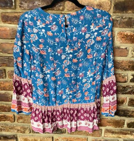 BeachLunchLounge  Multicolored Floral Long Sleeve Blouse Women's Size Small