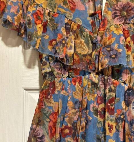 Zimmermann NWT. $850 Zimmerman Cape Ruffle Floral Dress AU 0 / US 4