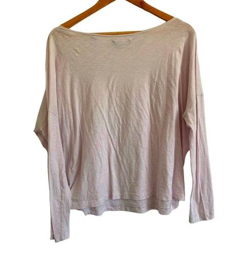 Vince  Dolan Boat Neck Pima Cotton Slouchy Long Sleeve Tee Pale Pink Medium