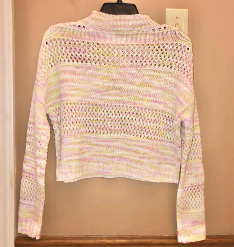 True Craft Mock neck Sheer Knit Cropped Sweater Lilac Dust Small