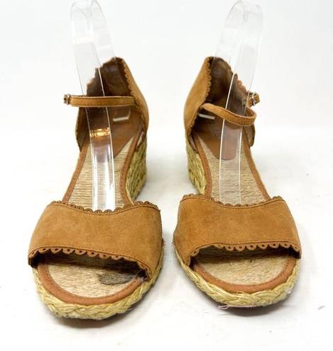 Ralph Lauren  "Chrissie" Womens Tan Genuine Suede Sandal Wedge Heels Size 9