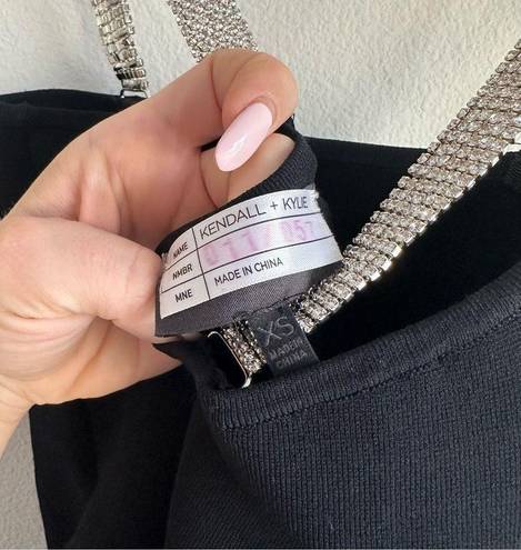Kendall + Kylie FREE  Black Sequin Sparkle Strap Bandage Dress Size XS