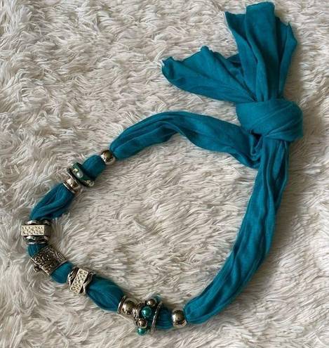 New boho scarf necklace Blue