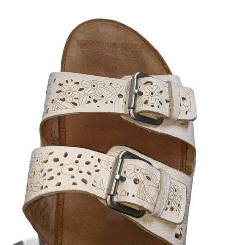 Antigua Earth Sand  White Buckle Slide On Sandal Women's 11 Wide