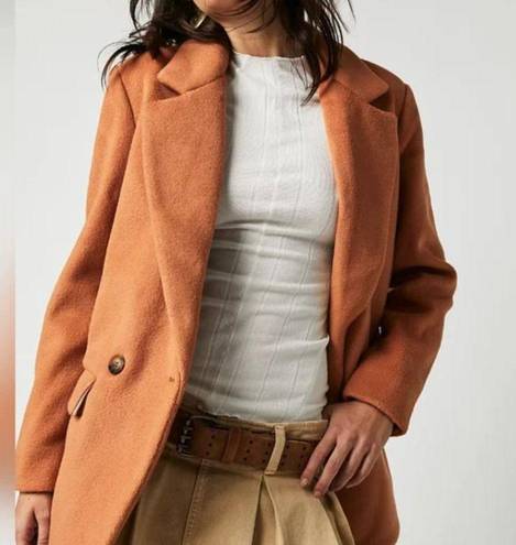 Free People NWOT   Terra Cotta  Mari Solid Blazer Coat In Terracoat Orange