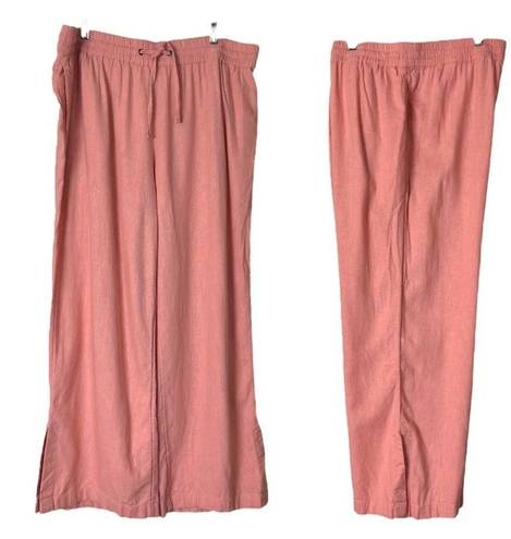 Krass&co D &  Naturals Wide Leg Pants Palazzo Linen Blend Pink Women’s Size Medium M