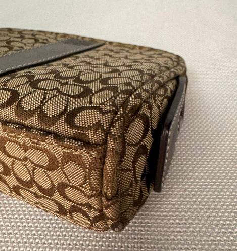 Coach Brown Signature Print Micro C Makeup Cosmetic Case Pouch NWOT w/Dust Bag