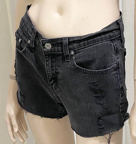 Levi’s 515 Custom Distressed Black Cutoff Denim Shorts 4