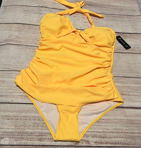 Tempt Me Women One Piece Yellow Swimsuit. Size L