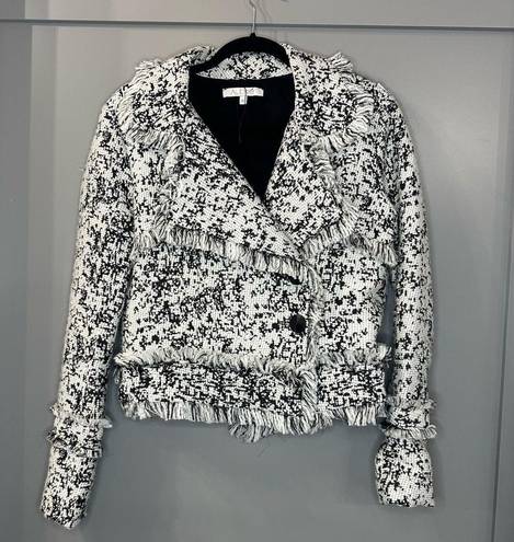 Alexis NWOT  Blazer Black & White Tweed Boucle Fringe Nadia Jacket Size S