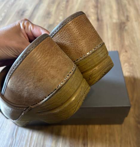 Dansko Tan Leather Platform Clogs Mules Slip On Shoes