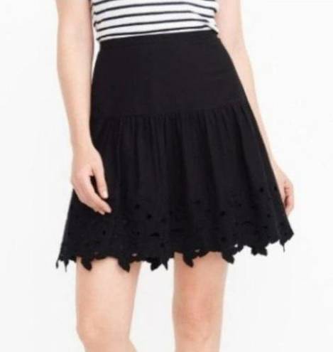 J.Crew  Eyelet Floral Pleated Mini Skirt in Black