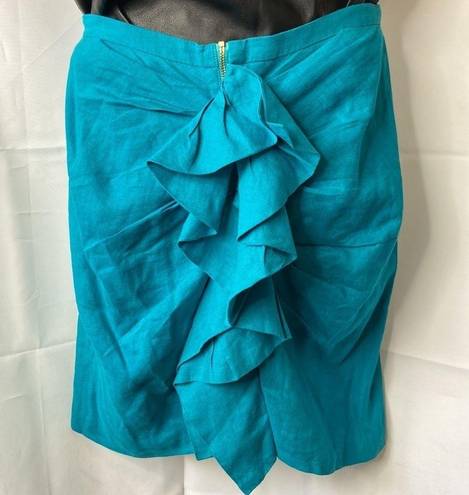 ZARA  Women’s Teal Linen Ruffle Midi Skirt Size Small