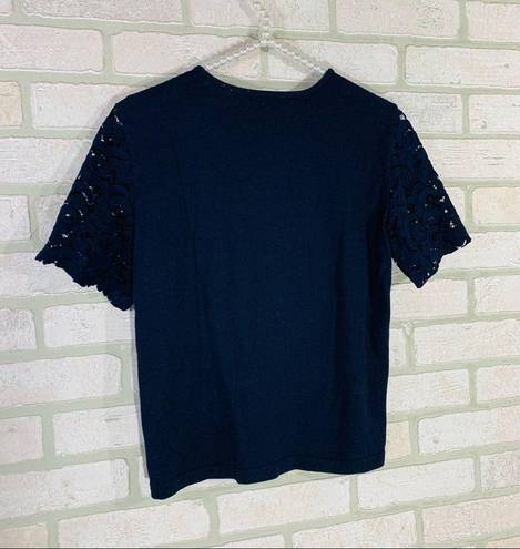 Draper James  Navy Lace Short Sleeve Tee Size S